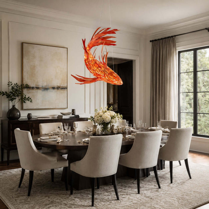 Crimson Swirl Koi Chandelier