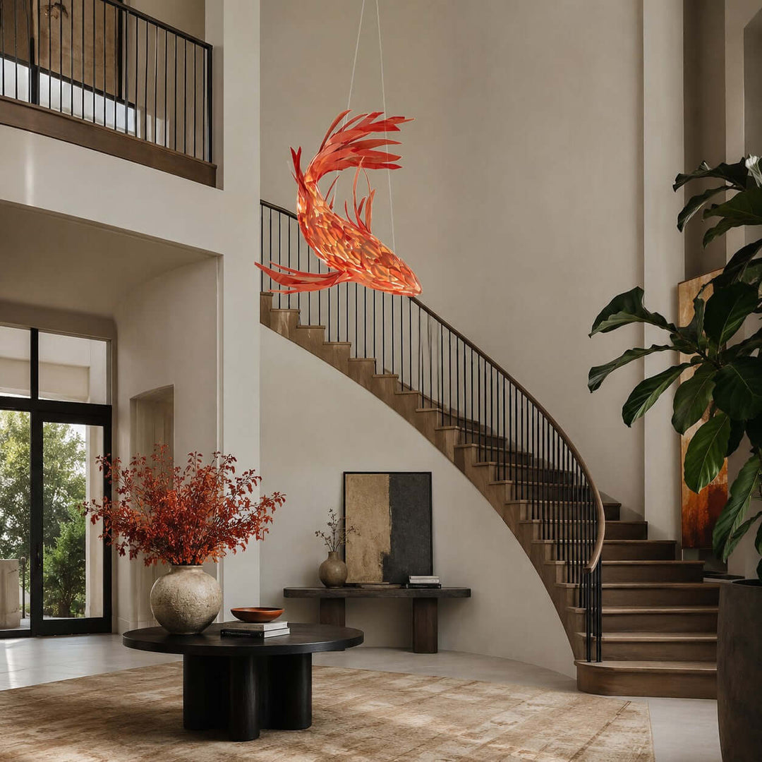 Crimson Swirl Koi Chandelier