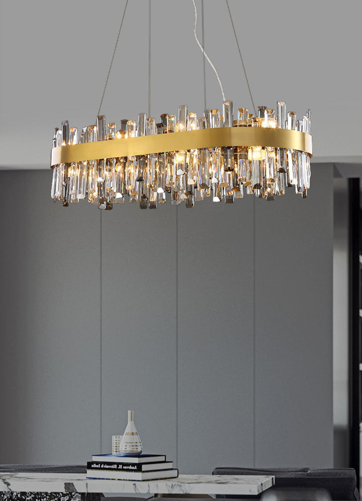 Crystal Cascade Chandelier for Dining Table – Modern Elegance