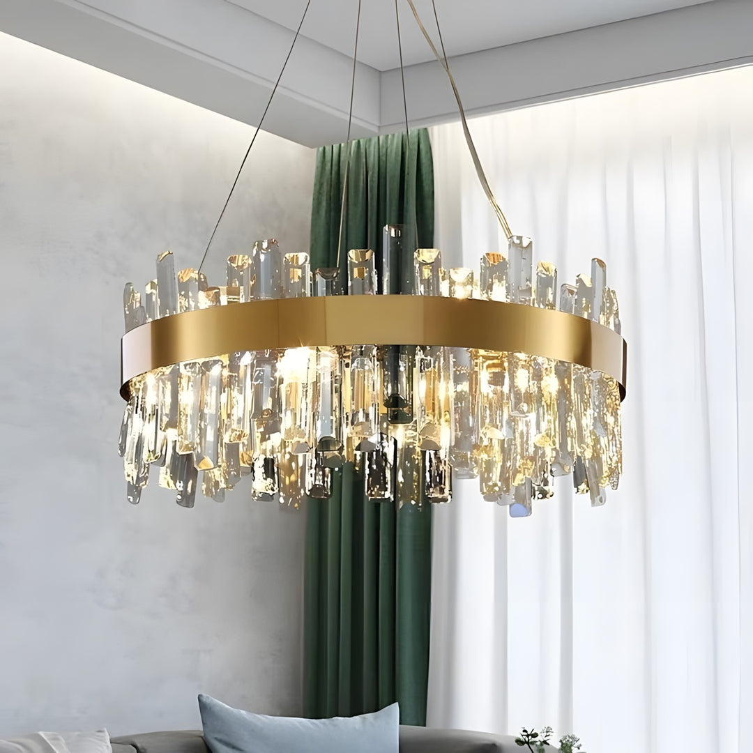 Crystal Cascade Chandelier for Dining Table – Modern Elegance