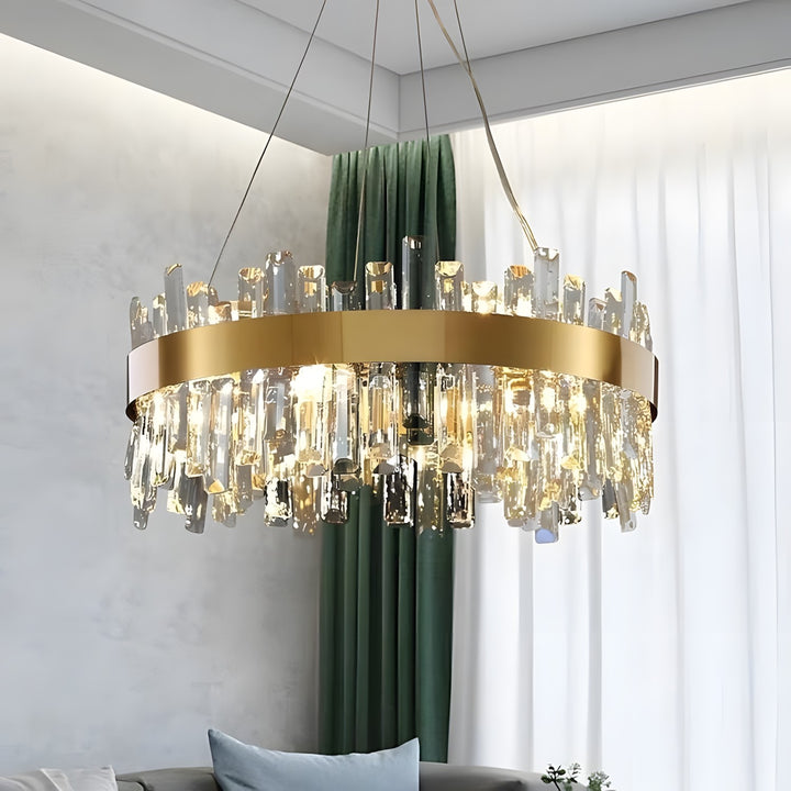 Crystal Cascade Chandelier for Dining Table – Modern Elegance