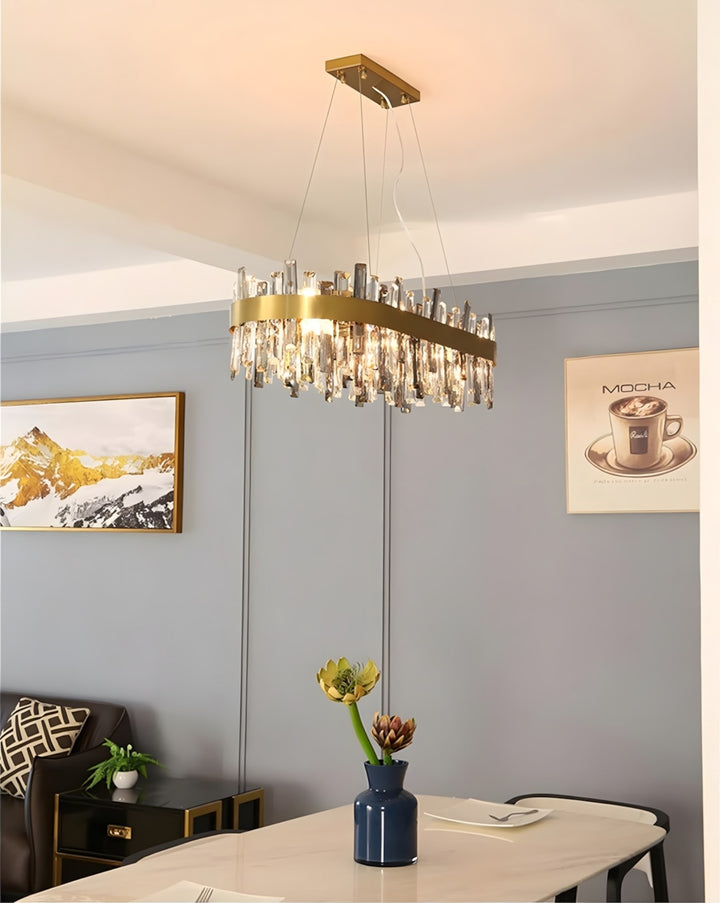 Crystal Cascade Chandelier for Dining Table – Modern Elegance