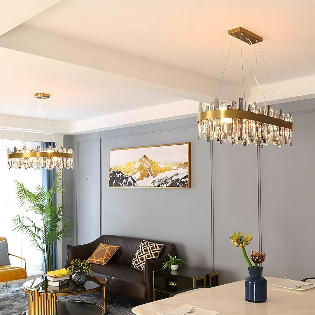 Crystal Cascade Chandelier for Dining Table – Modern Elegance
