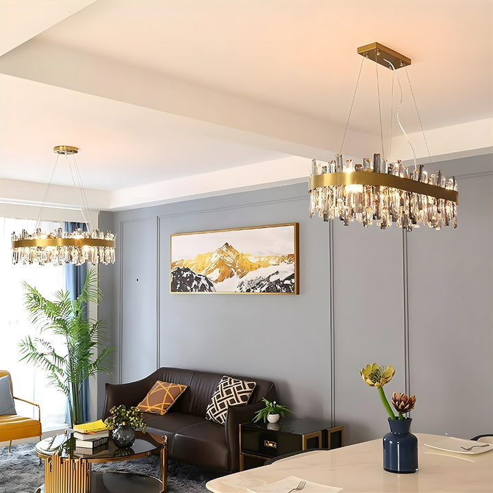 Crystal Cascade Chandelier for Dining Table – Modern Elegance