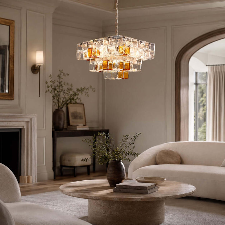 Cubria Chandelier | Modern French Glass Light for Dining Spaces