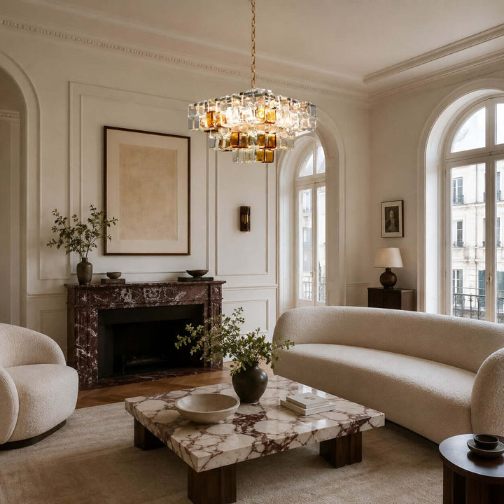 Cubria Chandelier | Modern French Glass Light for Dining Spaces