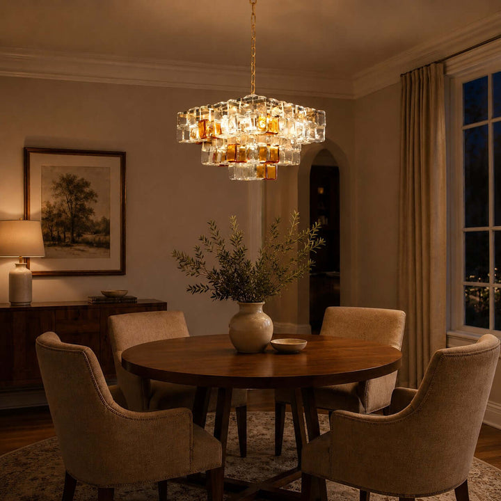 Cubria Chandelier | Modern French Glass Light for Dining Spaces