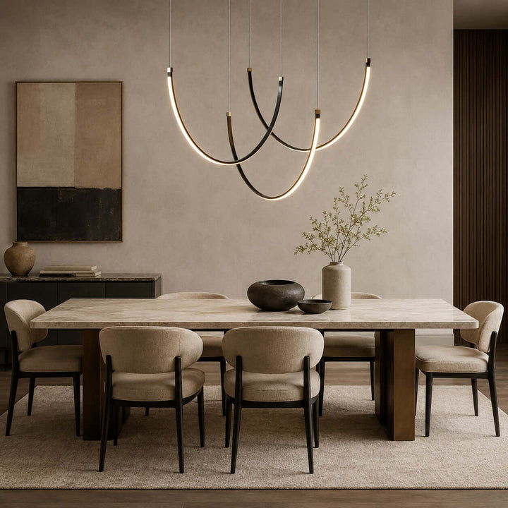 Curvato Chandelier - Curved Aluminum & Silicone Island Light | Vinlighting