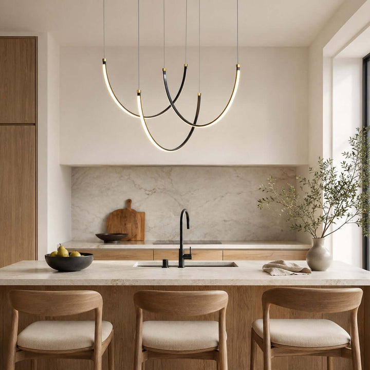 Curvato Chandelier - Curved Aluminum & Silicone Island Light | Vinlighting