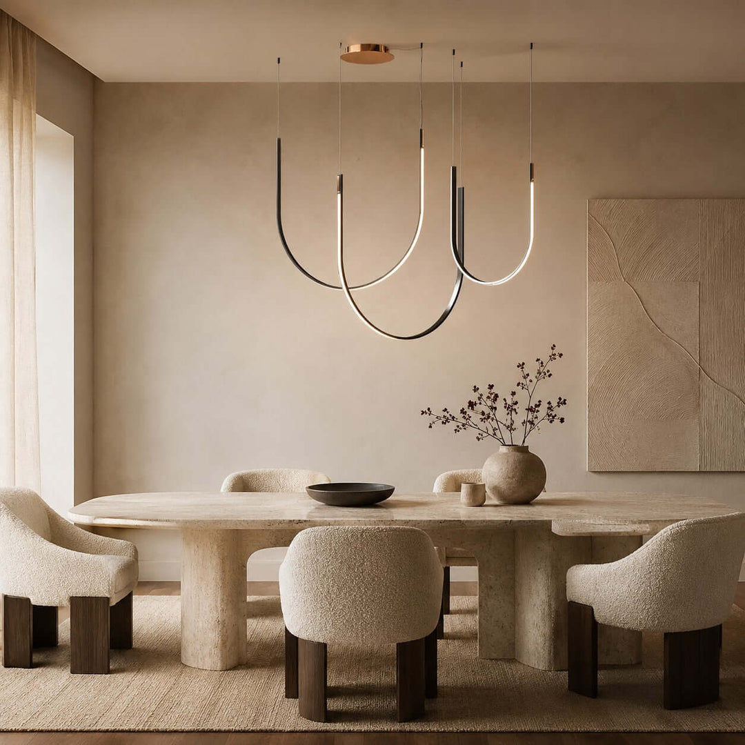 Curvato Chandelier - Curved Aluminum & Silicone Island Light | Vinlighting