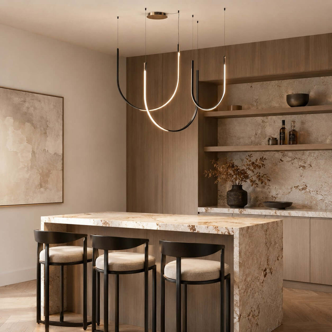 Curvato Chandelier - Curved Aluminum & Silicone Island Light | Vinlighting