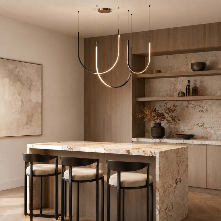 Curvato Chandelier - Curved Aluminum & Silicone Island Light | Vinlighting