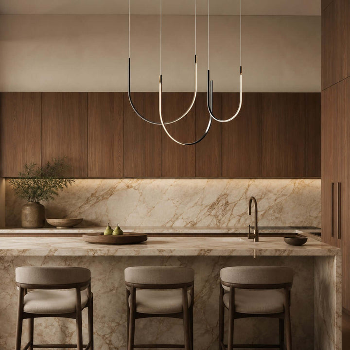 Curvato Chandelier - Curved Aluminum & Silicone Island Light | Vinlighting