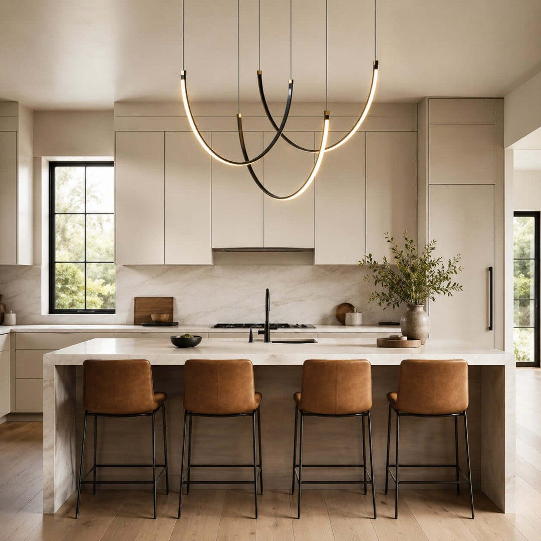 Curvato Chandelier - Curved Aluminum & Silicone Island Light | Vinlighting