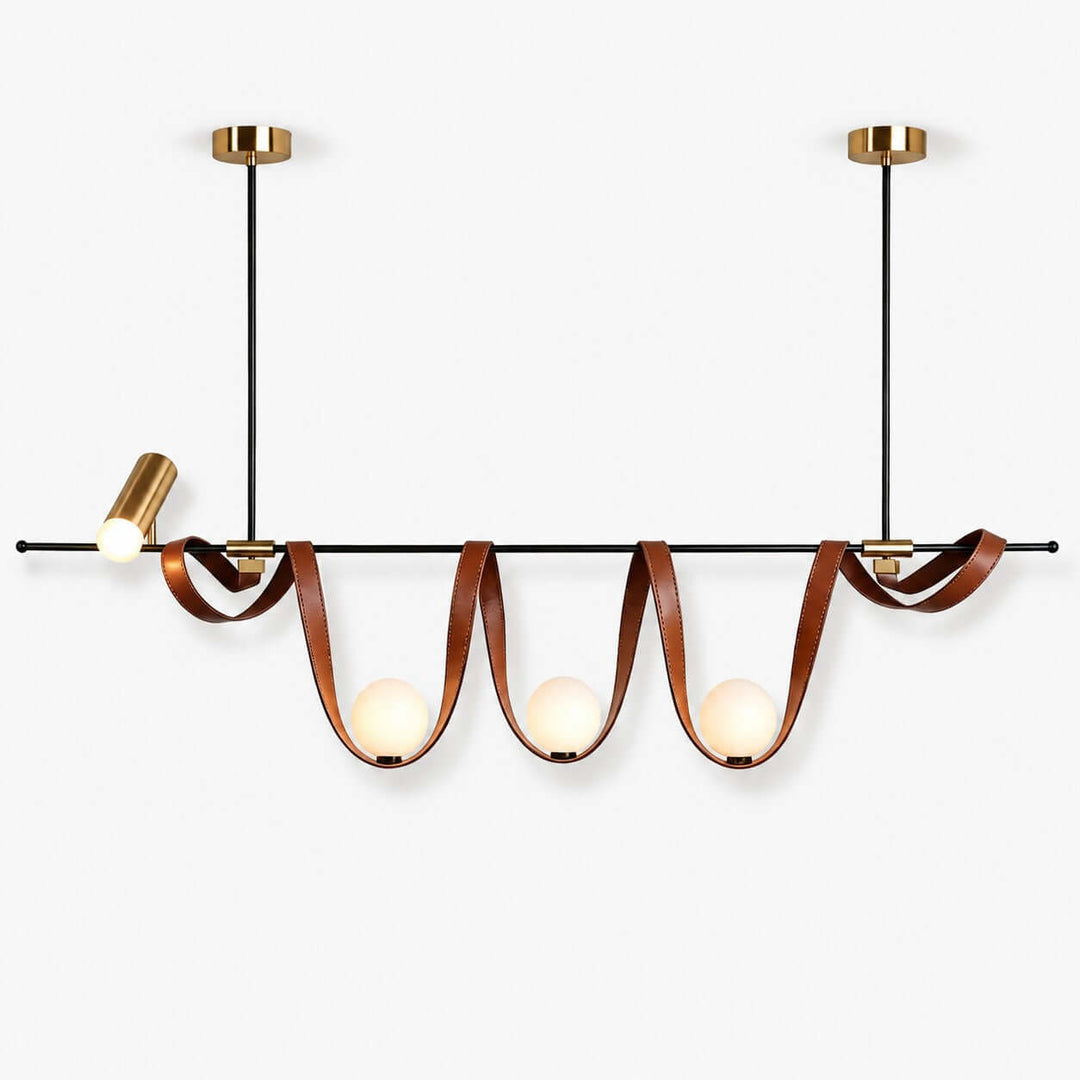Cyrus Linear Chandelier - Minimalist Leather Art Dining Light | Vinlighting