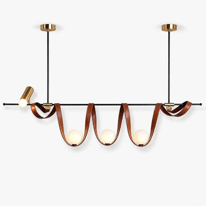Cyrus Linear Chandelier - Minimalist Leather Art Dining Light | Vinlighting