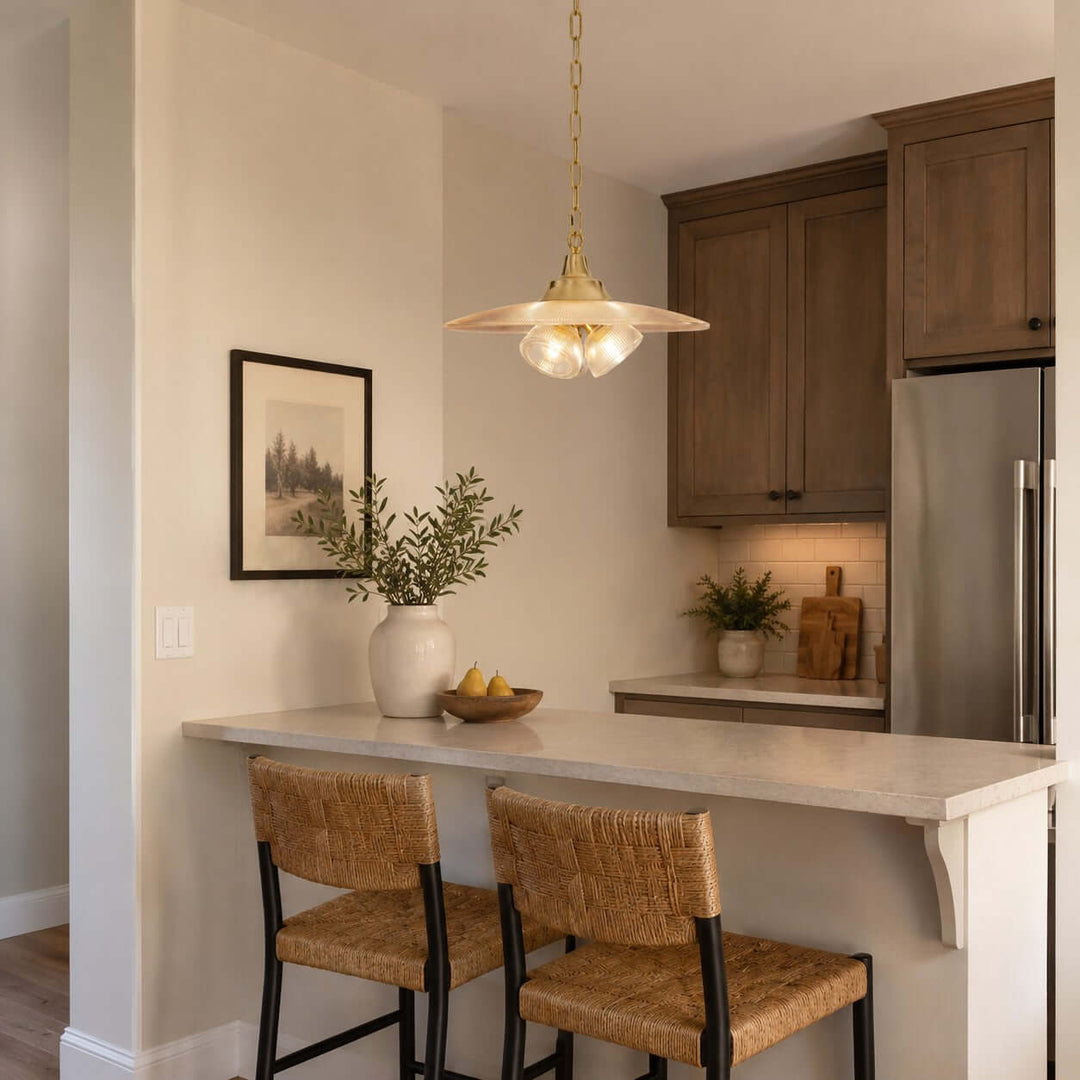 Darvella Pendant Light - Ribbed Glass Accent for Kitchen Bar | Vinlighting