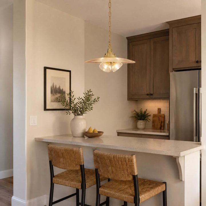 Darvella Pendant Light - Ribbed Glass Accent for Kitchen Bar | Vinlighting