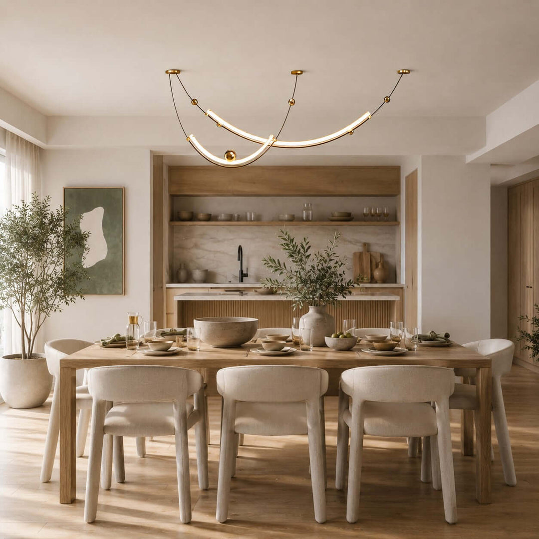 Daven Modern Gold LED Linear Chandelier for Dining Room Island