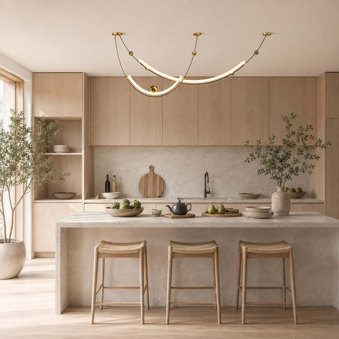 Daven Modern Gold LED Linear Chandelier for Dining Room Island