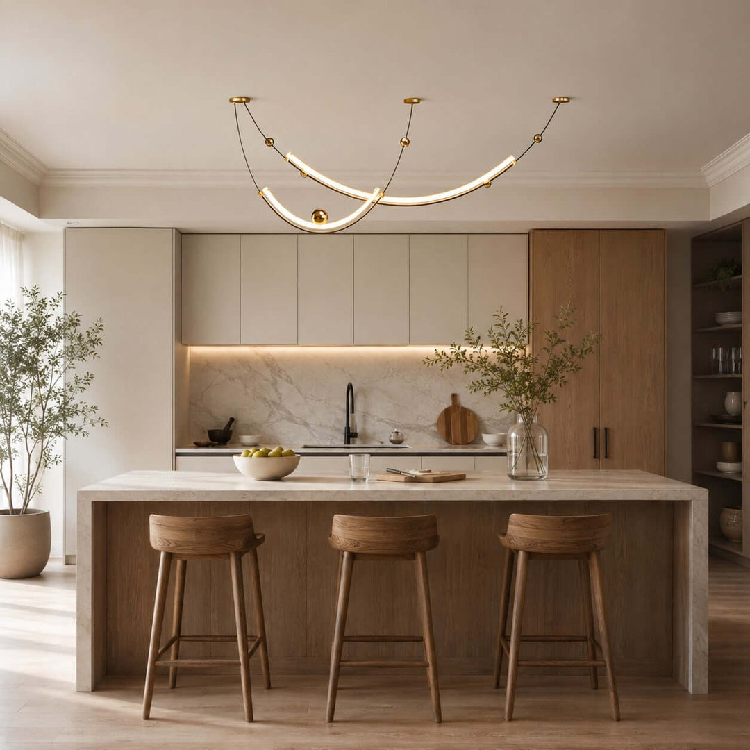 Daven Modern Gold LED Linear Chandelier for Dining Room Island
