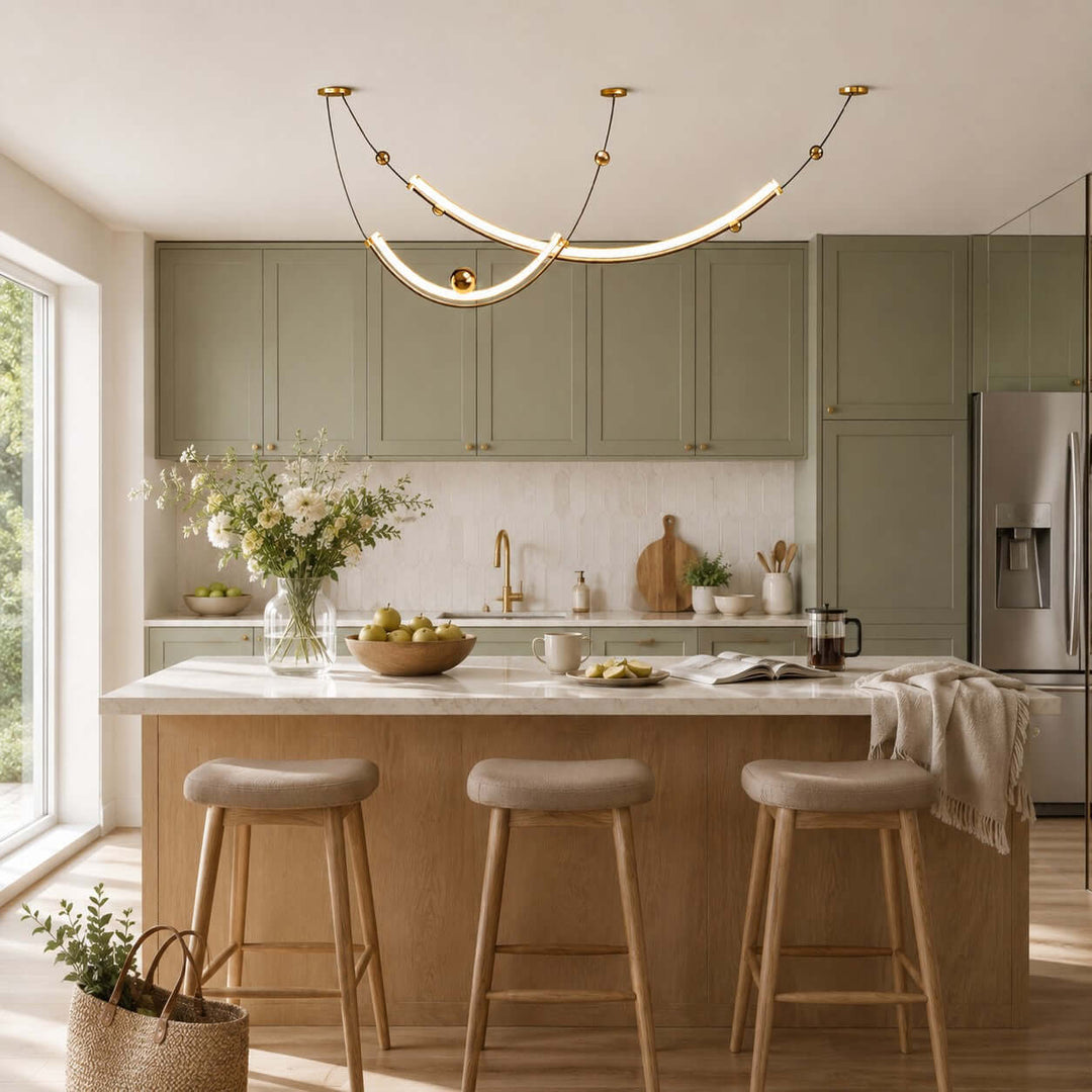 Daven Modern Gold LED Linear Chandelier for Dining Room Island