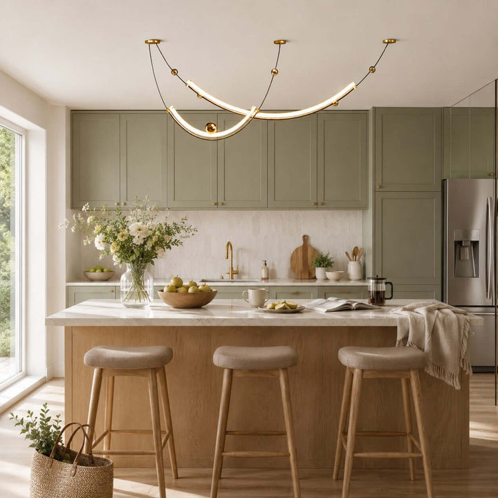 Daven Modern Gold LED Linear Chandelier for Dining Room Island