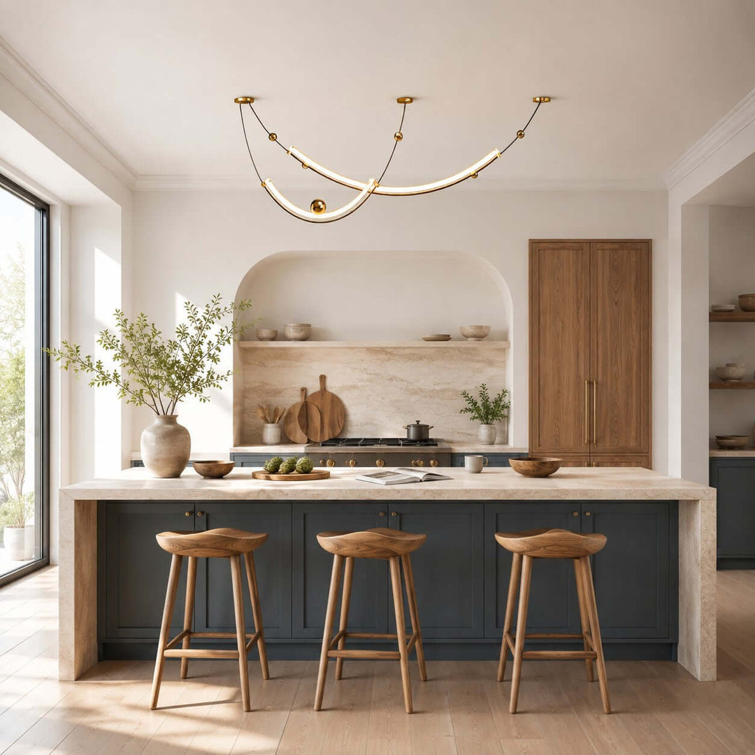 Daven Modern Gold LED Linear Chandelier for Dining Room Island
