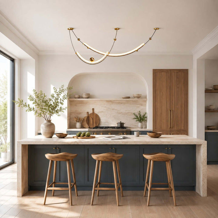 Daven Modern Gold LED Linear Chandelier for Dining Room Island