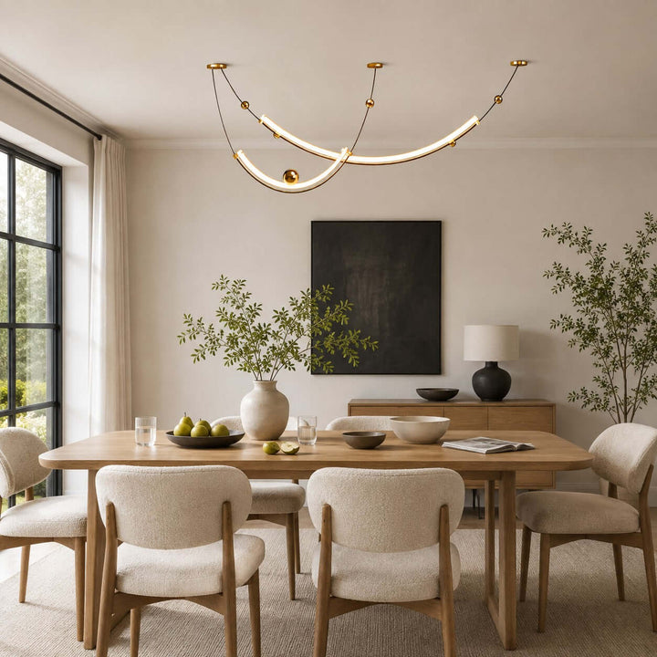 Daven Modern Gold LED Linear Chandelier for Dining Room Island