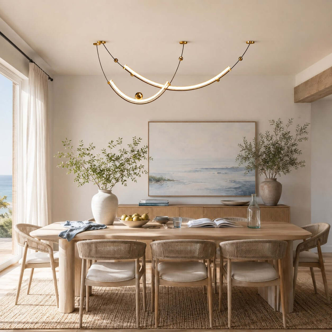 Daven Modern Gold LED Linear Chandelier for Dining Room Island