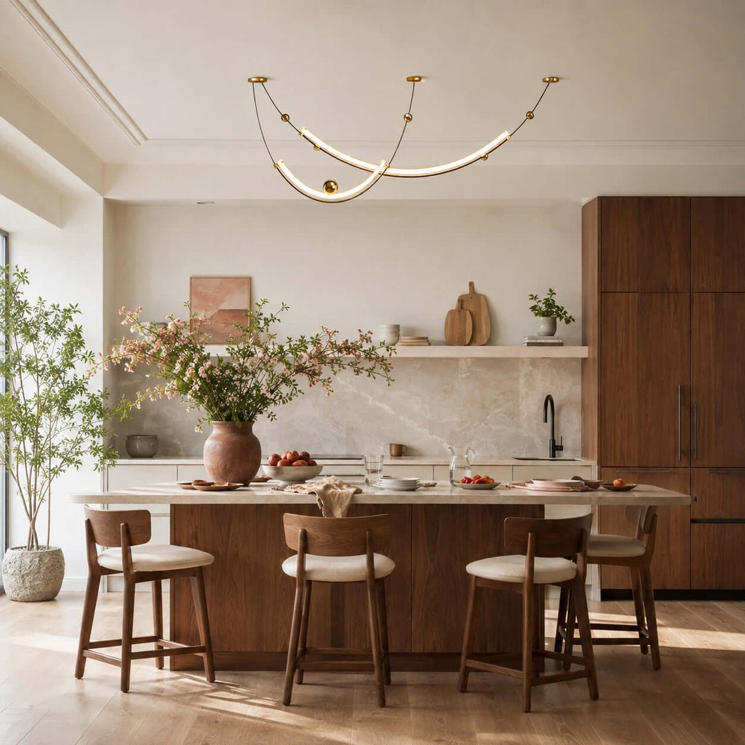Daven Modern Gold LED Linear Chandelier for Dining Room Island