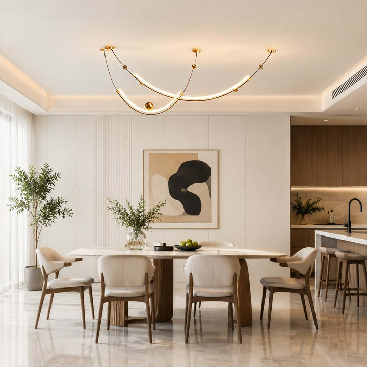 Daven Modern Gold LED Linear Chandelier for Dining Room Island