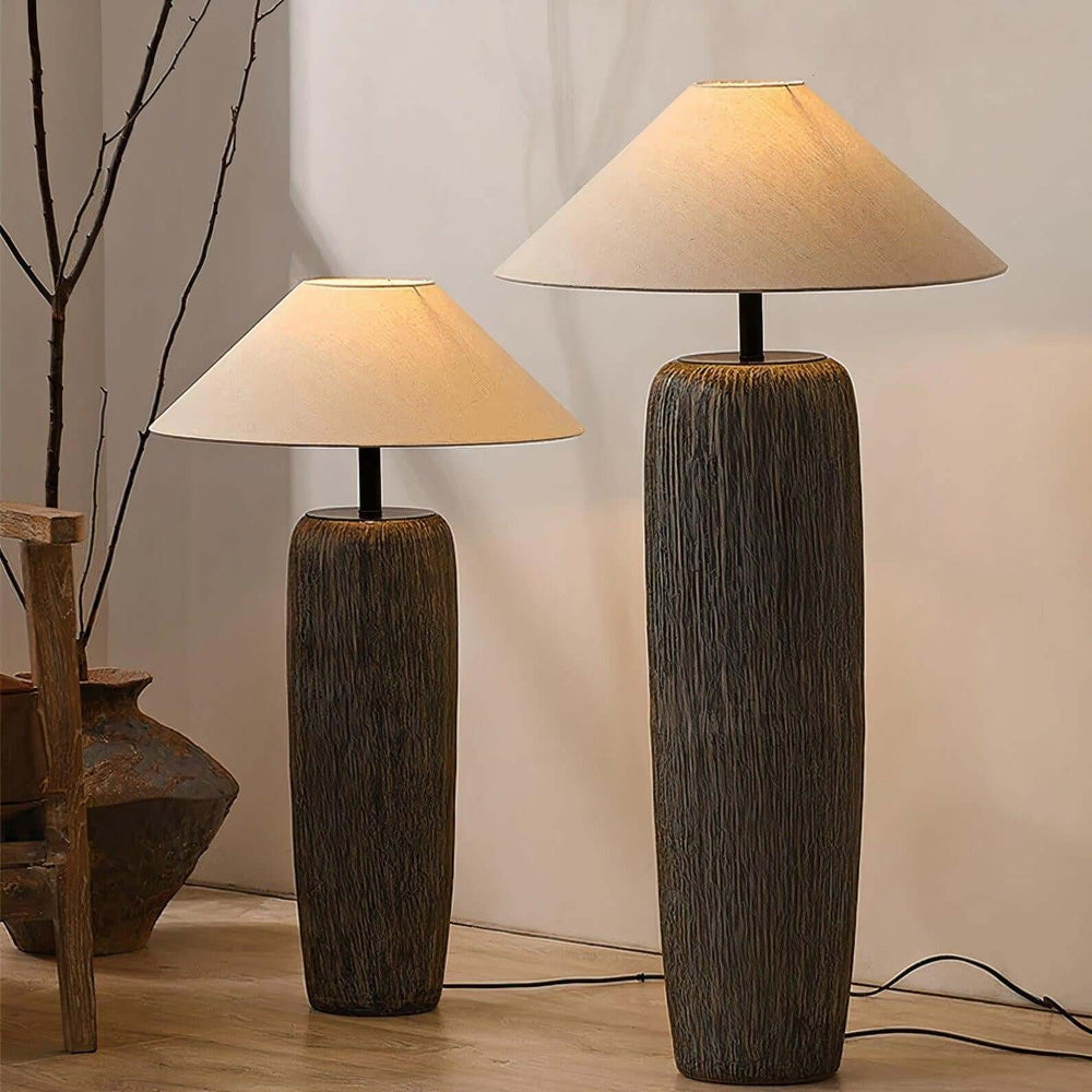 Demrola Floor Lamp – Japanese Wabi-Sabi Ceramic Imitation Wood Grain