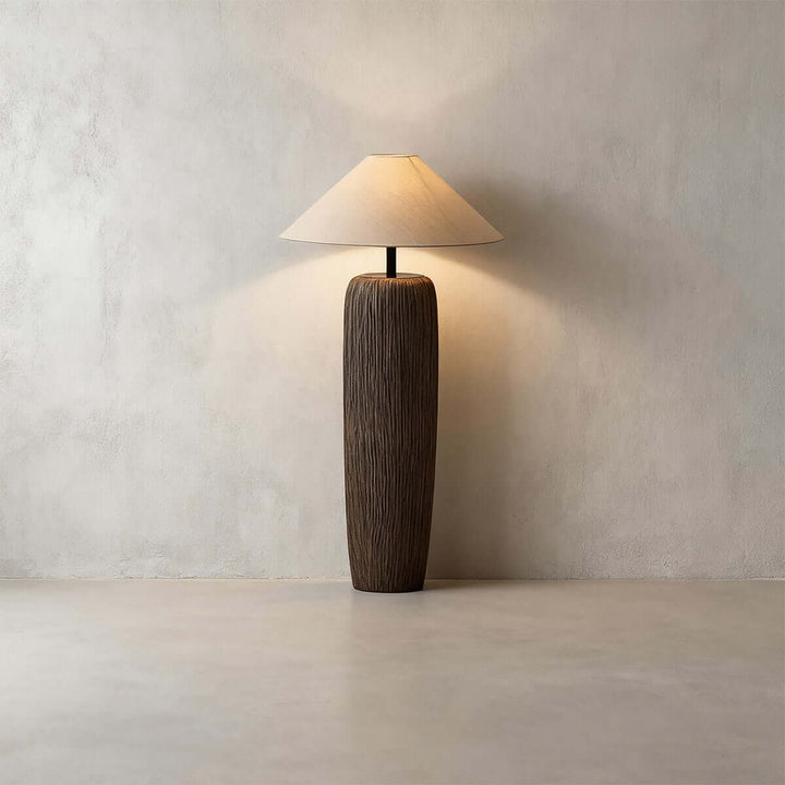 Demrola Floor Lamp – Japanese Wabi-Sabi Ceramic Imitation Wood Grain