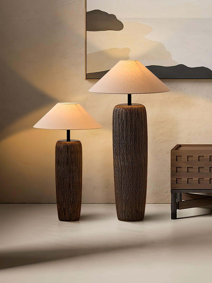 Demrola Floor Lamp – Japanese Wabi-Sabi Ceramic Imitation Wood Grain