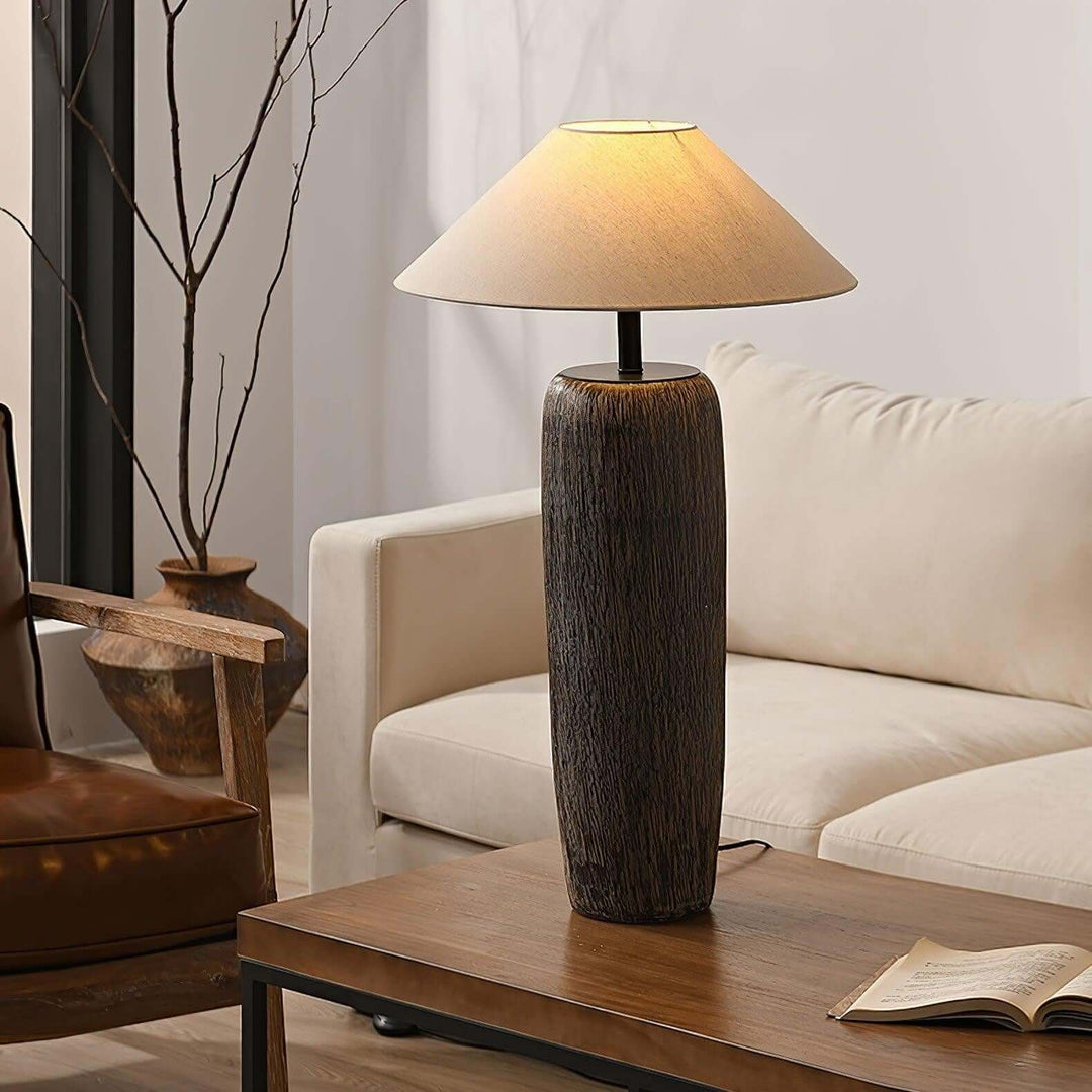 Demrola Floor Lamp – Japanese Wabi-Sabi Ceramic Imitation Wood Grain