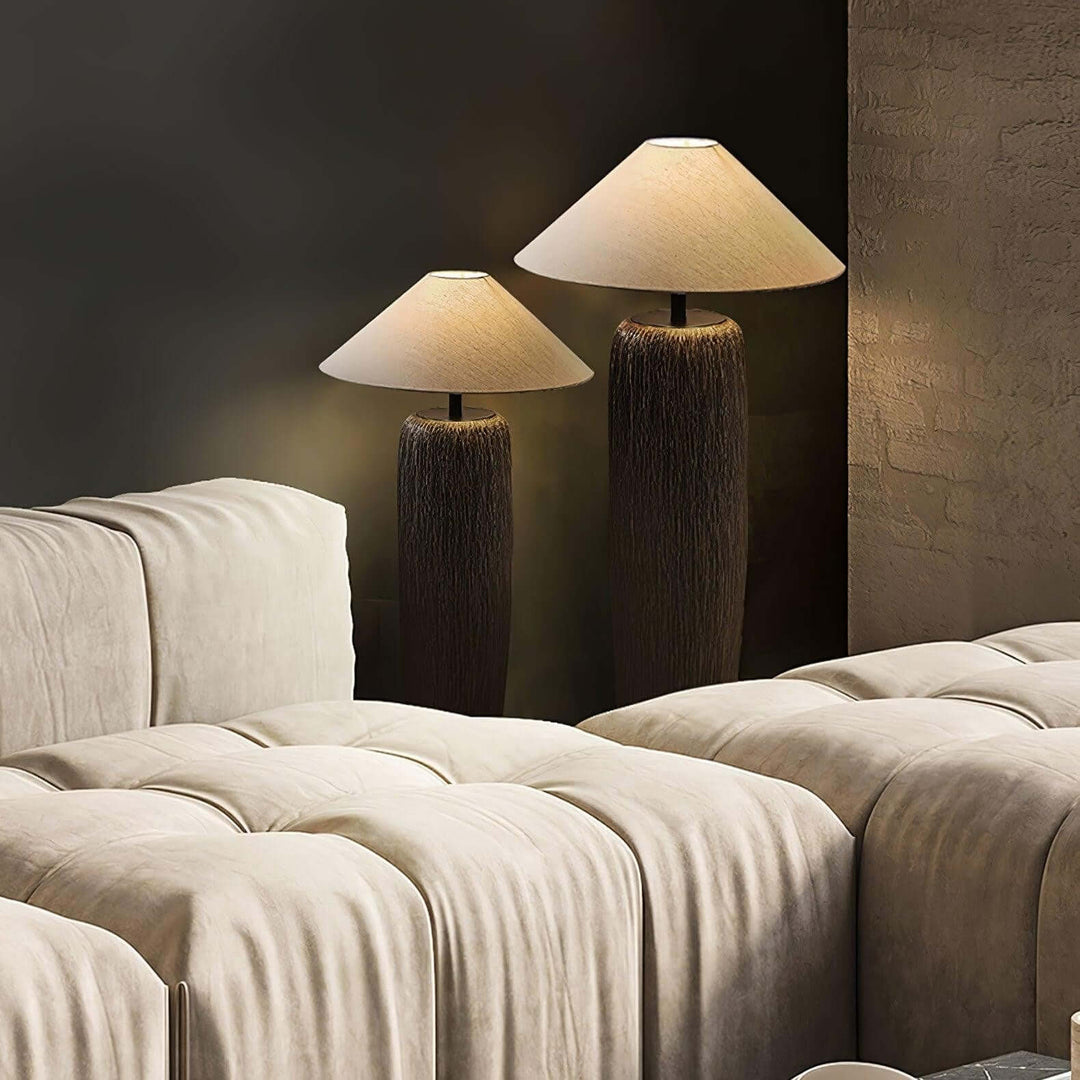 Demrola Floor Lamp – Japanese Wabi-Sabi Ceramic Imitation Wood Grain