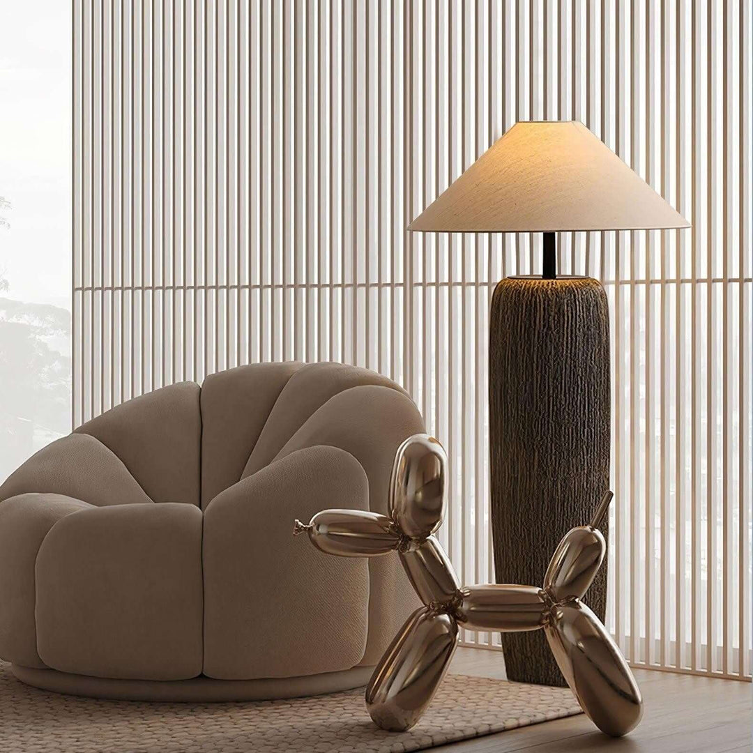 Demrola Floor Lamp – Japanese Wabi-Sabi Ceramic Imitation Wood Grain