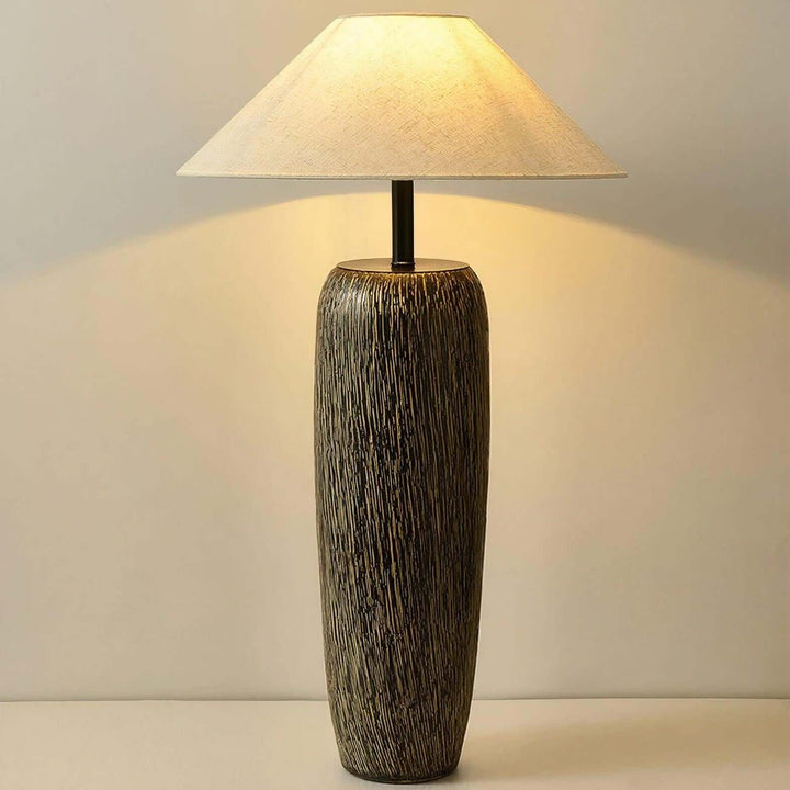 Demrola Floor Lamp – Japanese Wabi-Sabi Ceramic Imitation Wood Grain