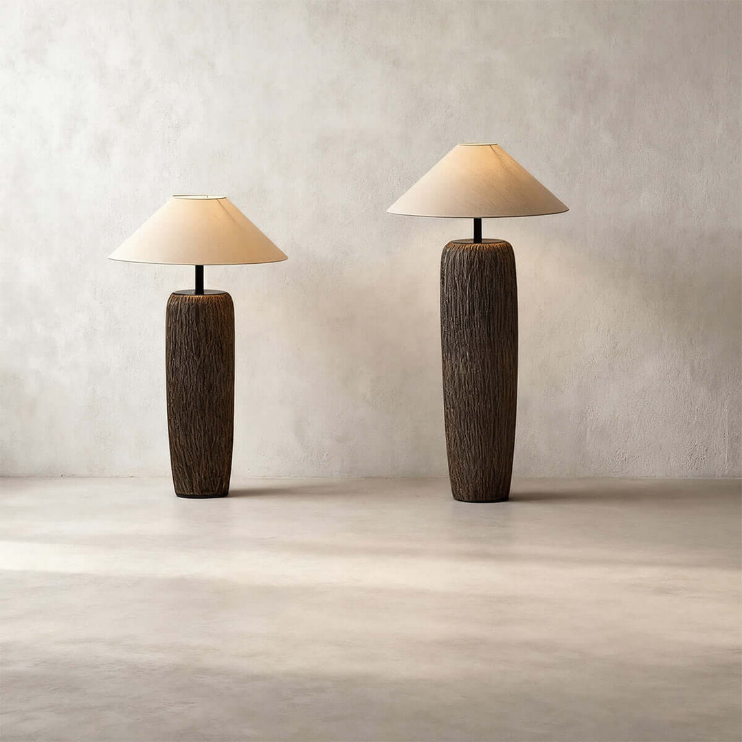 Demrola Floor Lamp – Japanese Wabi-Sabi Ceramic Imitation Wood Grain
