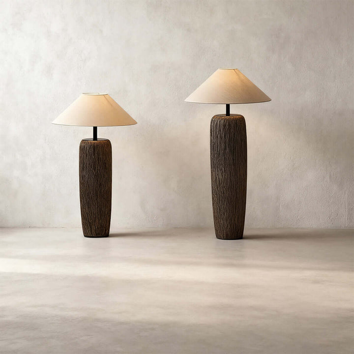 Demrola Floor Lamp – Japanese Wabi-Sabi Ceramic Imitation Wood Grain