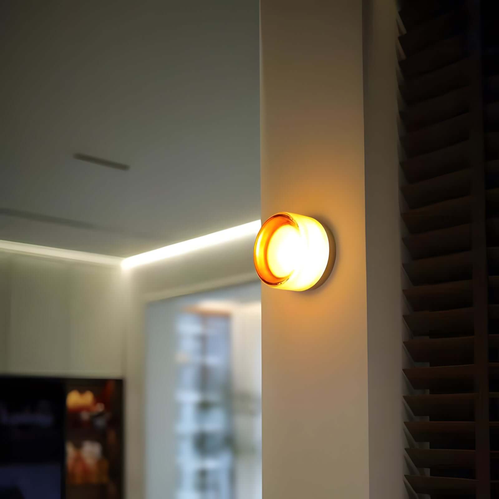 Dimple Wall Sconce – Anodized Aluminum and Cast Glass Ambient