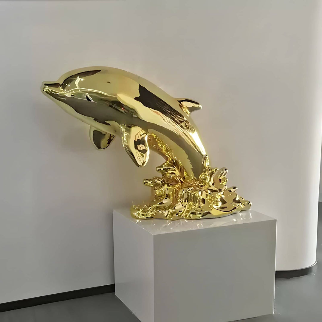 Dolphin Sculpture – Silver Living Room Decorative Art Sculpture