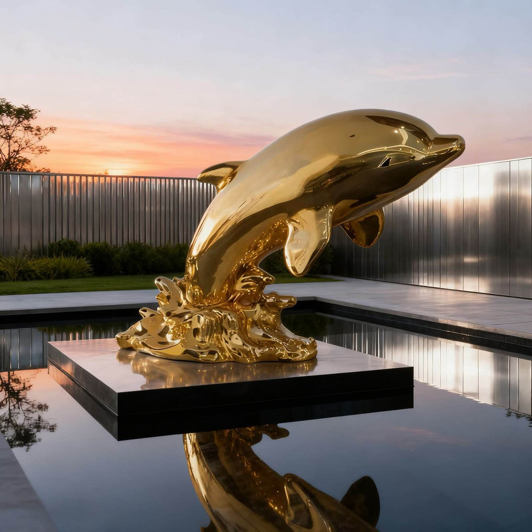 Dolphin Sculpture – Silver Living Room Decorative Art Sculpture