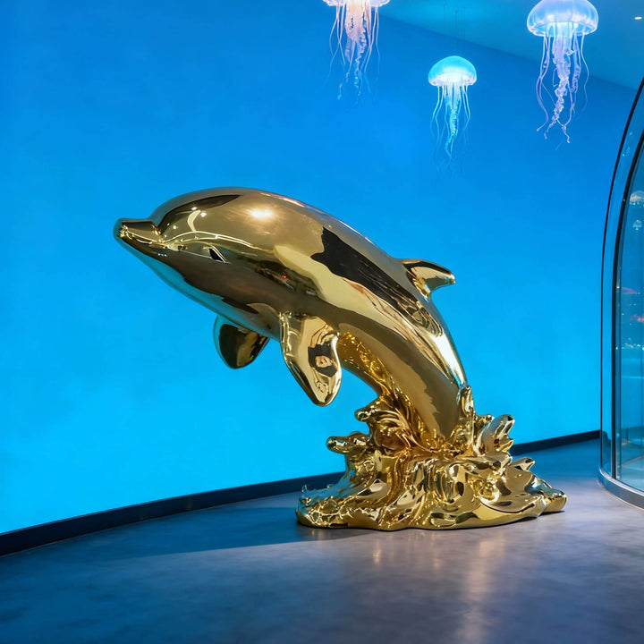 Dolphin Sculpture – Silver Living Room Decorative Art Sculpture