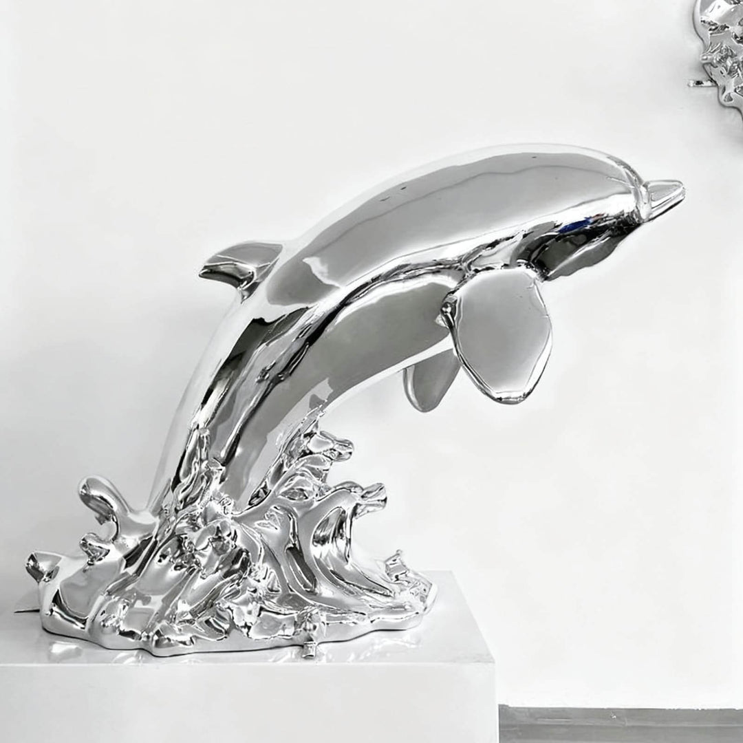 Dolphin Sculpture – Silver Living Room Decorative Art Sculpture