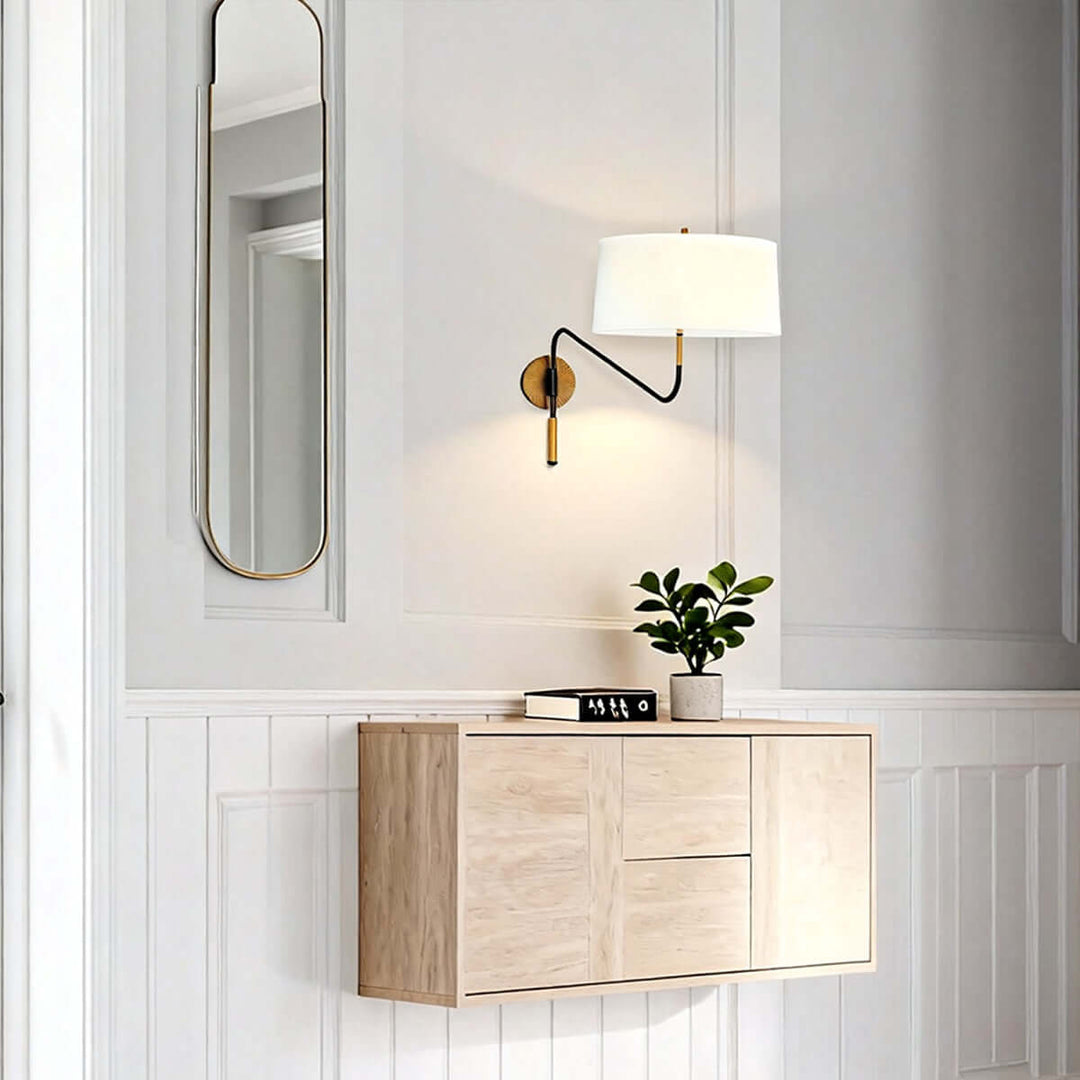 Dovrena Wall Lamp – Modern Minimalist Brass Fabric Light