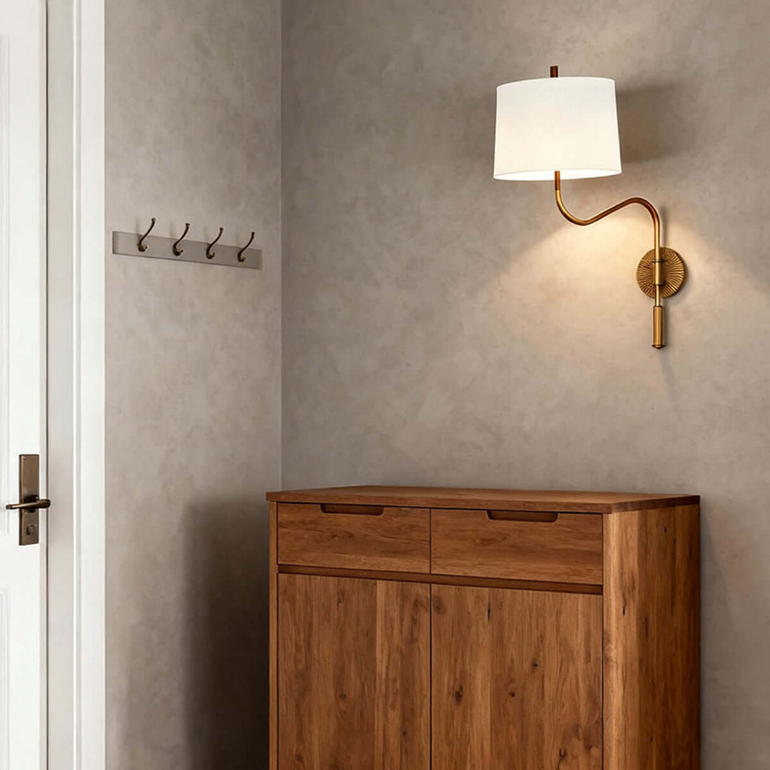 Dovrena Wall Lamp – Modern Minimalist Brass Fabric Light