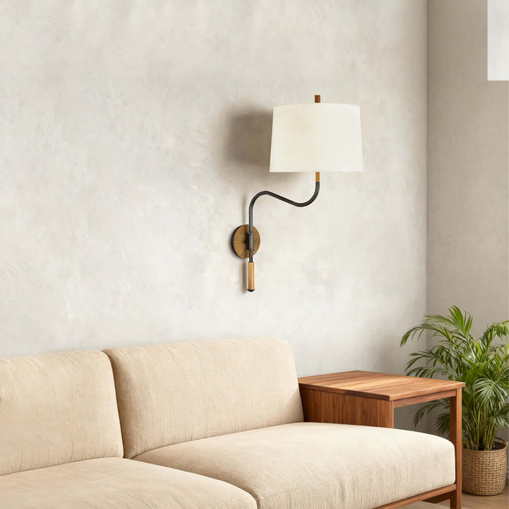 Dovrena Wall Lamp – Modern Minimalist Brass Fabric Light